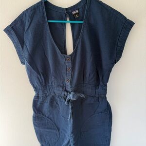 Patagonia Organic Cotton Romper in Navy Blue